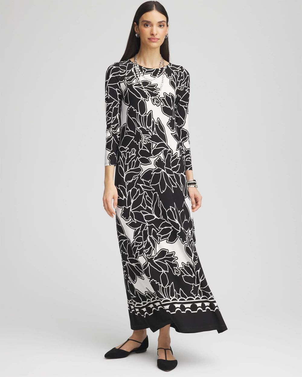 3/4 Sleeved Jersey Maxi Dress | Chico's
